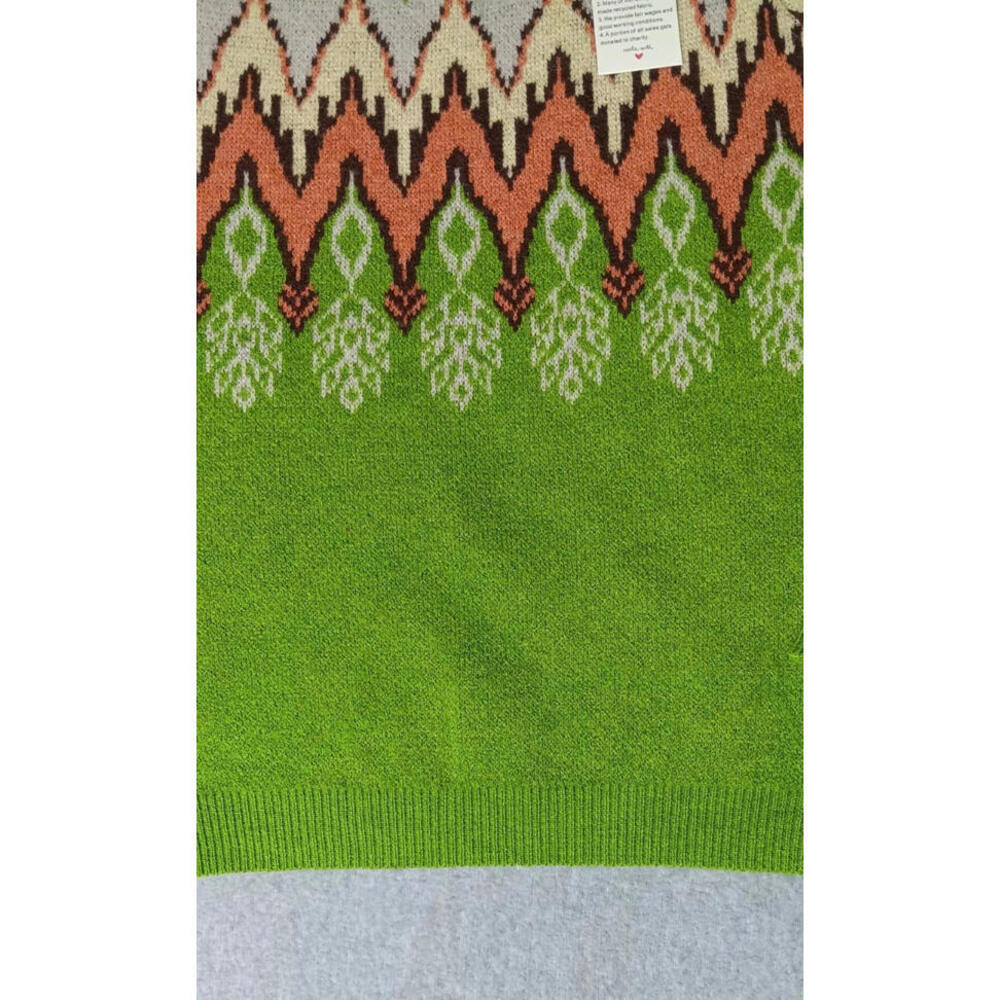 NWT! Long Sleeve Sweater Womens Size Medium Green Zig Zag Design 70s 80s Soft - Picture 5 of 10